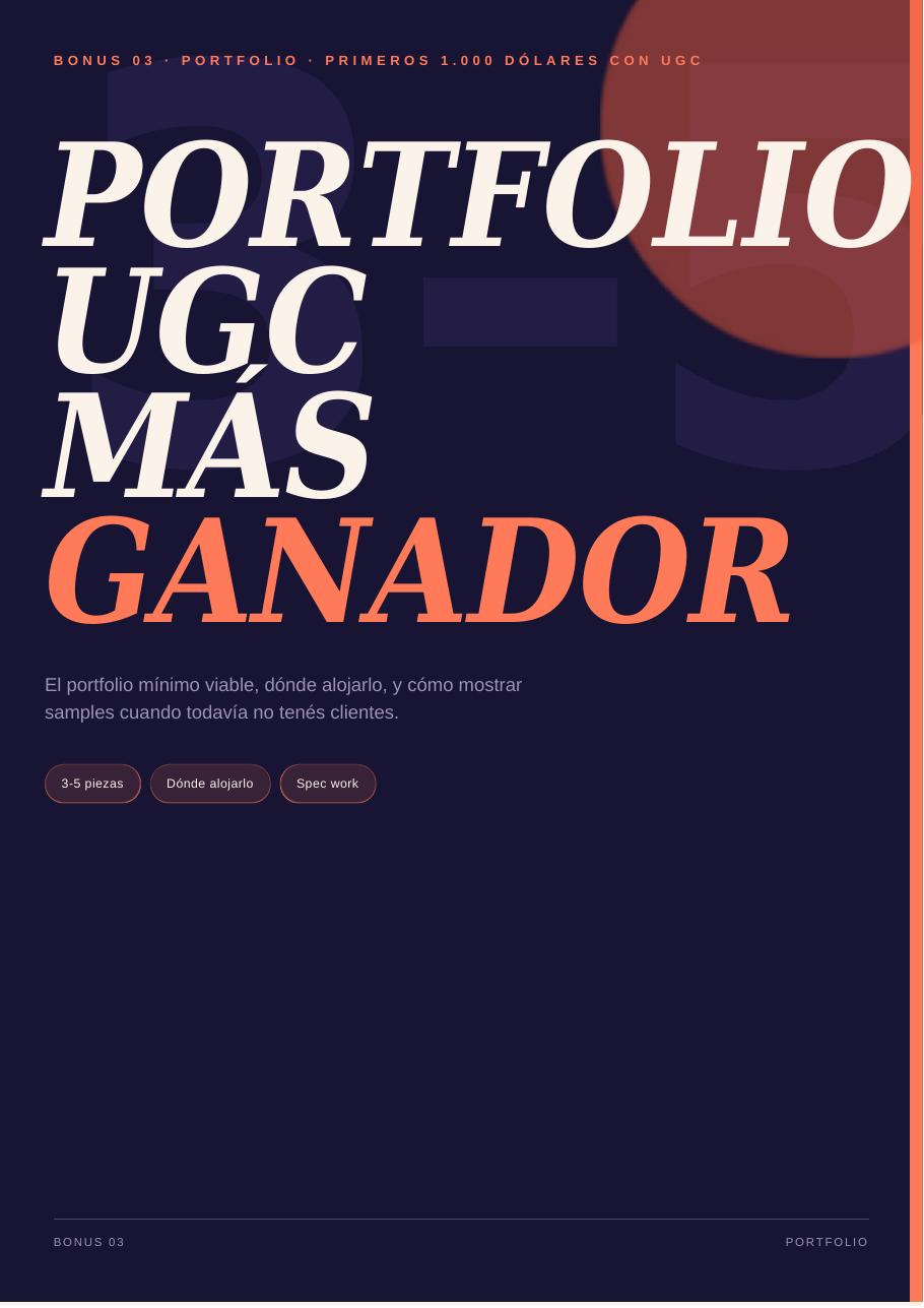 Portada del Bonus 3: PORTFOLIO UGC MÁS GANADOR